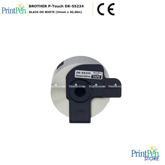 PRINTPEN BROTHER P-Touch DK-55224 CONTINUOUS LENGTH NON-ADHESIVE PAPER LABELS BLACK ON WHITE (54mm x 30,48m)