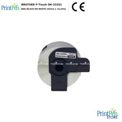 PRINTPEN BROTHER P-Touch DK-22251 CONTINUOUS LENGTH PAPER TAPE - RED/BLACK ON WHITE (62mm x 15,24m)