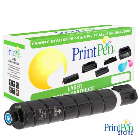 PRINTPEN CANON C-EXV51&GPR-55 & NPG-71 Mavi (680Gr/60K)