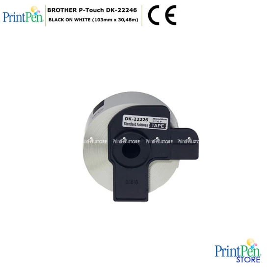PRINTPEN BROTHER P-Touch DK-22246 SÜREKLI KAGIT ETIKET BEYAZ ÜZERI SIYAH (103mm x 30,48m)
