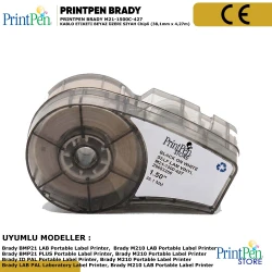 PRINTPEN BRADY M21-1500C-427 KABLO ETIKETI BEYAZ ÜZERI SIYAH Chipli (38,1mm x 4,27m)