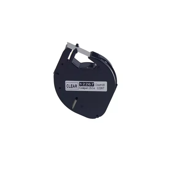 PRINTPEN DYMO LetraTag 12267 PLASTÝK ÞEFFAF ETÝKETE SÝYAH (12268/S0721530) (12mm x 4M) 